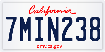 CA license plate 7MIN238