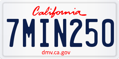 CA license plate 7MIN250