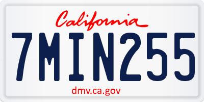 CA license plate 7MIN255