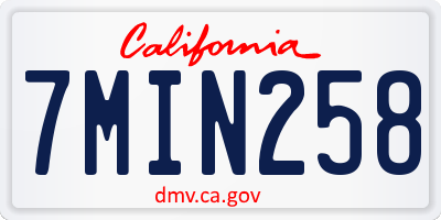 CA license plate 7MIN258