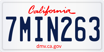 CA license plate 7MIN263