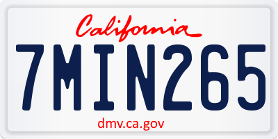 CA license plate 7MIN265
