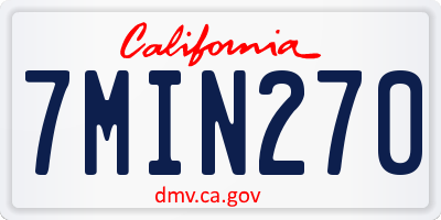 CA license plate 7MIN270