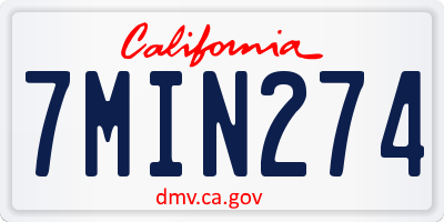 CA license plate 7MIN274