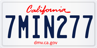 CA license plate 7MIN277