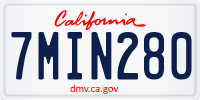 CA license plate 7MIN280