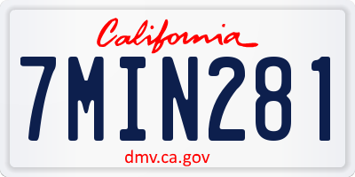 CA license plate 7MIN281