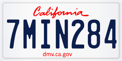 CA license plate 7MIN284