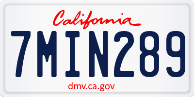 CA license plate 7MIN289