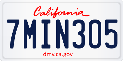 CA license plate 7MIN305