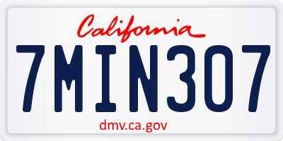 CA license plate 7MIN307