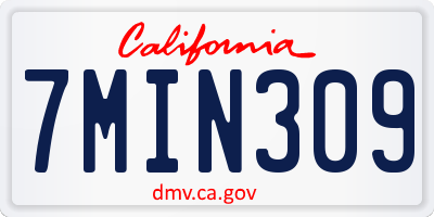 CA license plate 7MIN309