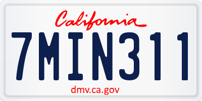 CA license plate 7MIN311