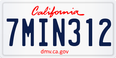 CA license plate 7MIN312