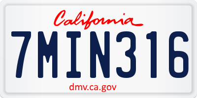 CA license plate 7MIN316