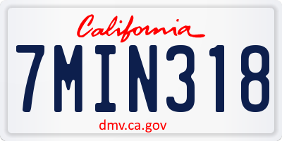 CA license plate 7MIN318