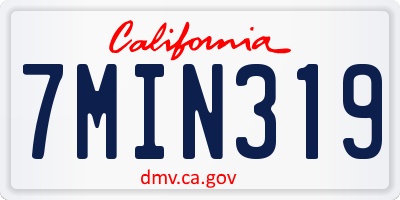 CA license plate 7MIN319