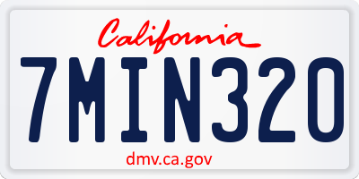 CA license plate 7MIN320