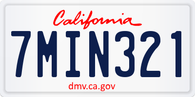 CA license plate 7MIN321