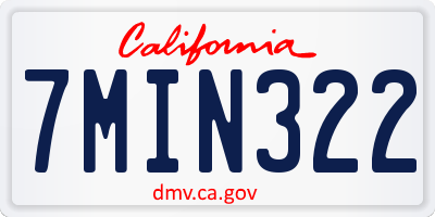 CA license plate 7MIN322