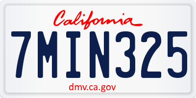 CA license plate 7MIN325