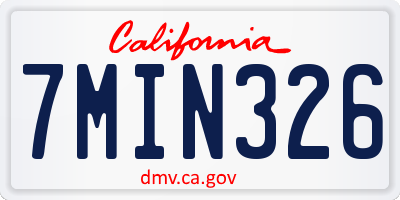 CA license plate 7MIN326