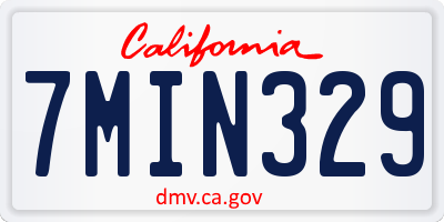 CA license plate 7MIN329