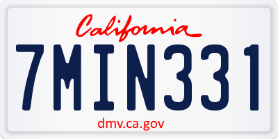 CA license plate 7MIN331