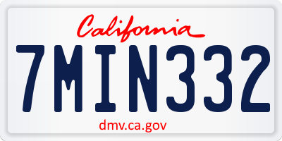 CA license plate 7MIN332