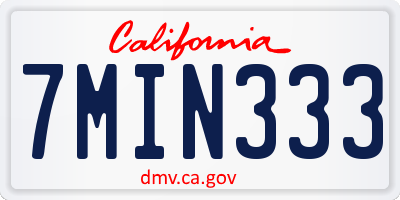 CA license plate 7MIN333