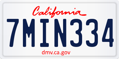 CA license plate 7MIN334