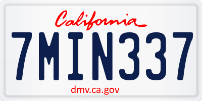 CA license plate 7MIN337