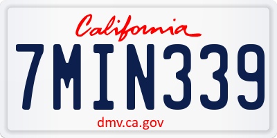 CA license plate 7MIN339