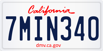 CA license plate 7MIN340
