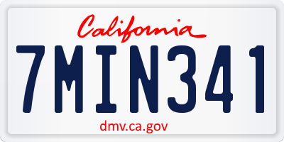CA license plate 7MIN341