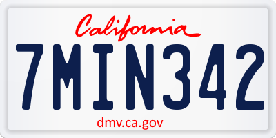 CA license plate 7MIN342