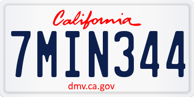 CA license plate 7MIN344