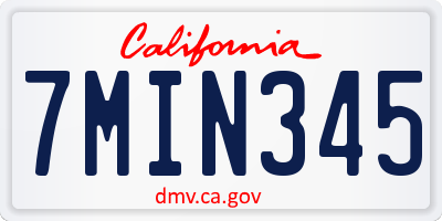CA license plate 7MIN345