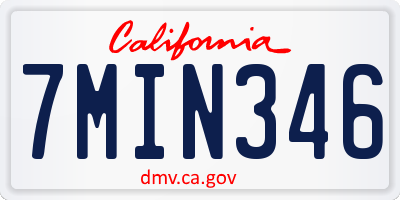 CA license plate 7MIN346