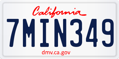 CA license plate 7MIN349