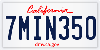 CA license plate 7MIN350