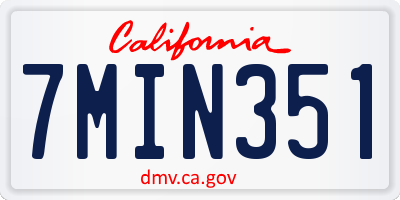 CA license plate 7MIN351
