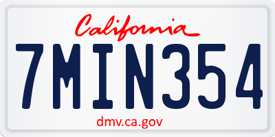 CA license plate 7MIN354