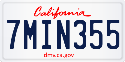 CA license plate 7MIN355