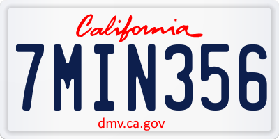 CA license plate 7MIN356