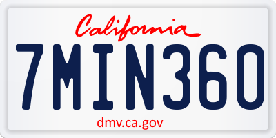 CA license plate 7MIN360