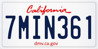 CA license plate 7MIN361