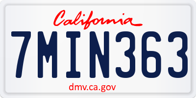 CA license plate 7MIN363