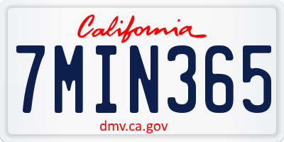 CA license plate 7MIN365