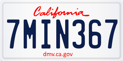 CA license plate 7MIN367